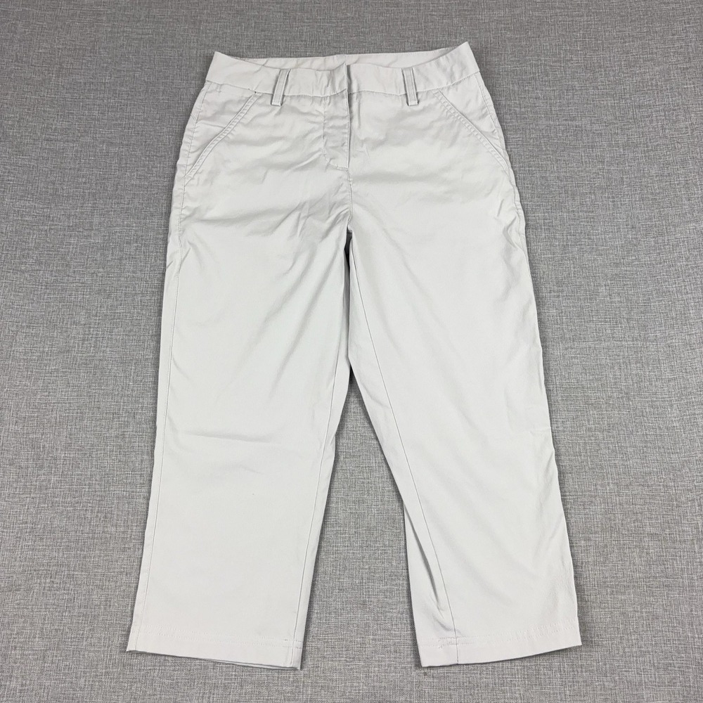 PUMA Pants Womens 0 Gray Capri Mesh Breathable Pockets Zip Front Lightweight